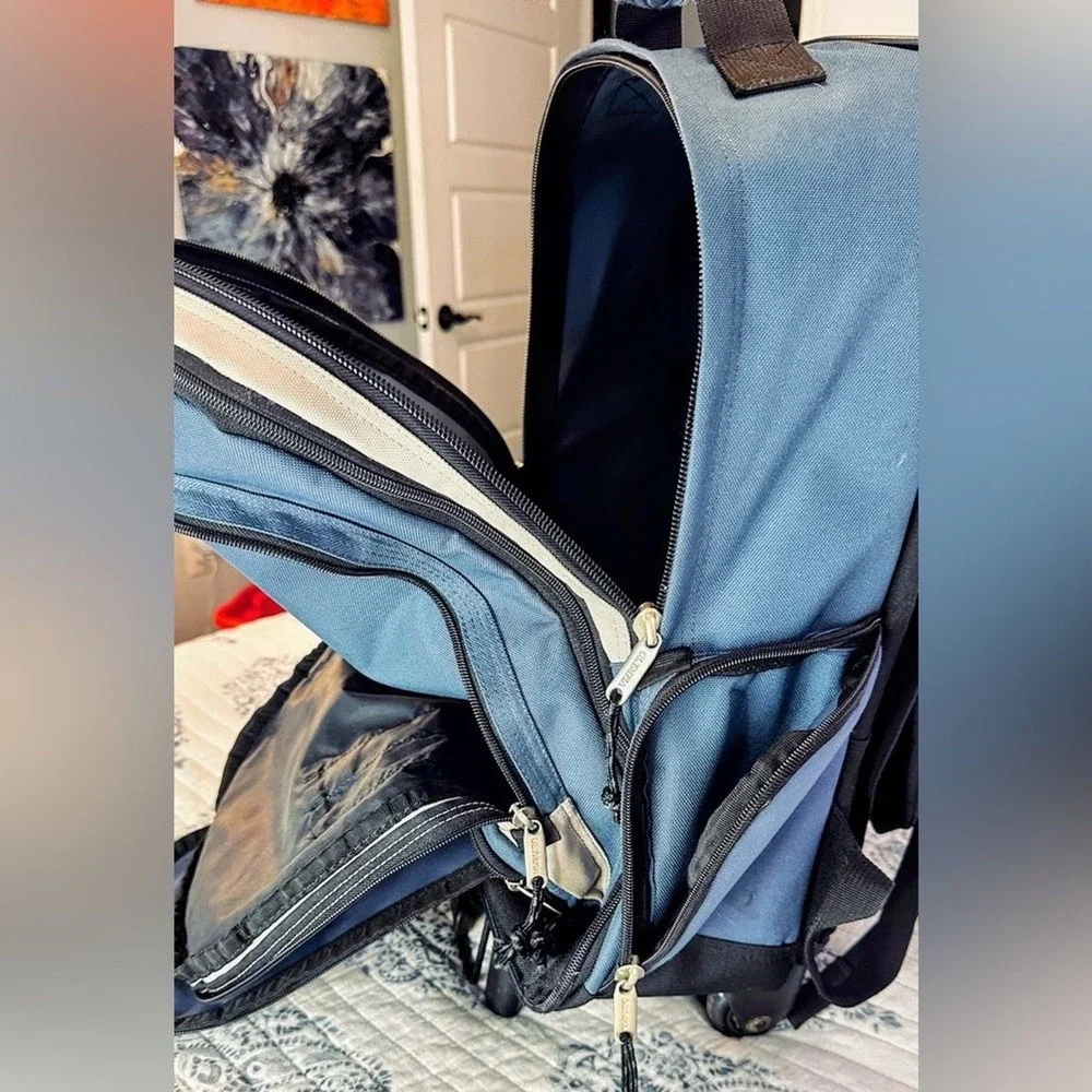 Sports Plus‎ Olympia Rolling Backpack Wheeled Bookbag Blue Gray